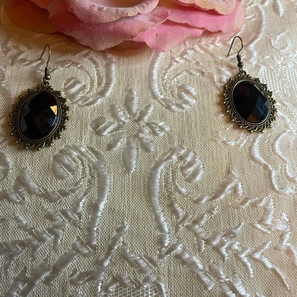 Fashion jewelry genuine black onyx drop earrings
